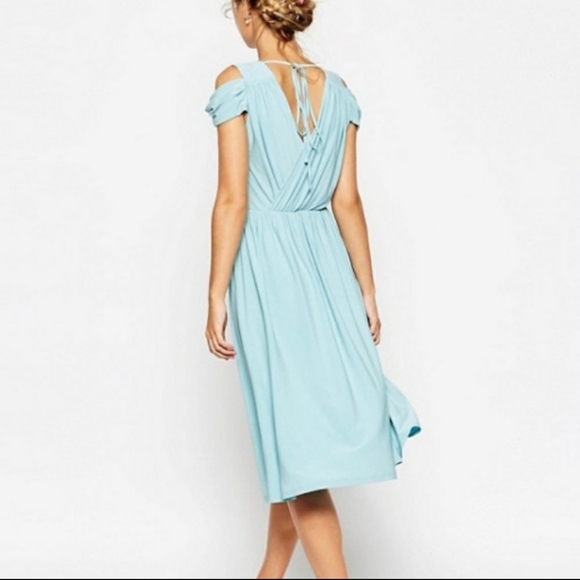 NWT Asos Tall Cold Shoulder Drape Dress Navy 4 - Picture 11 of 11